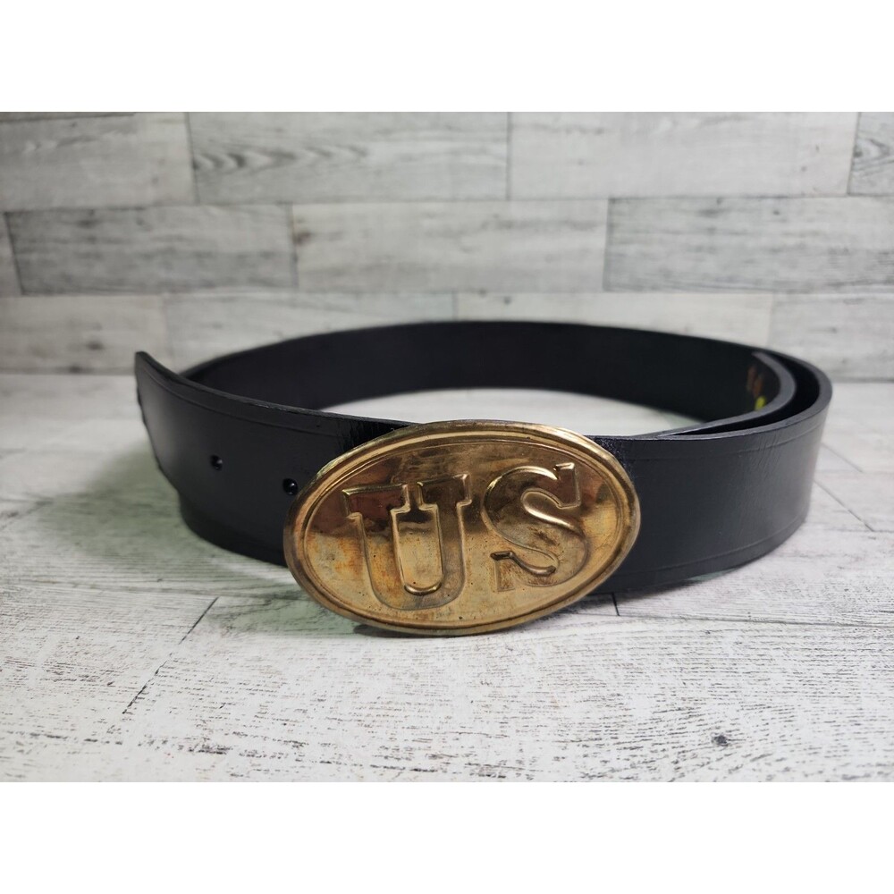 Civil War U.S. Union Oval “US” Belt Plate Buckle with Leather Belt